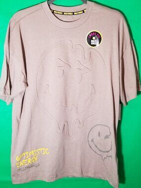 Smiley World Optimistic Energy Men Small Loose Take Time to Smile Raised Logo